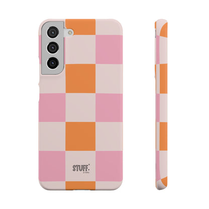 Peachy Case | Coque snap légère et résistante avec Design en Damier - Orange & Rose