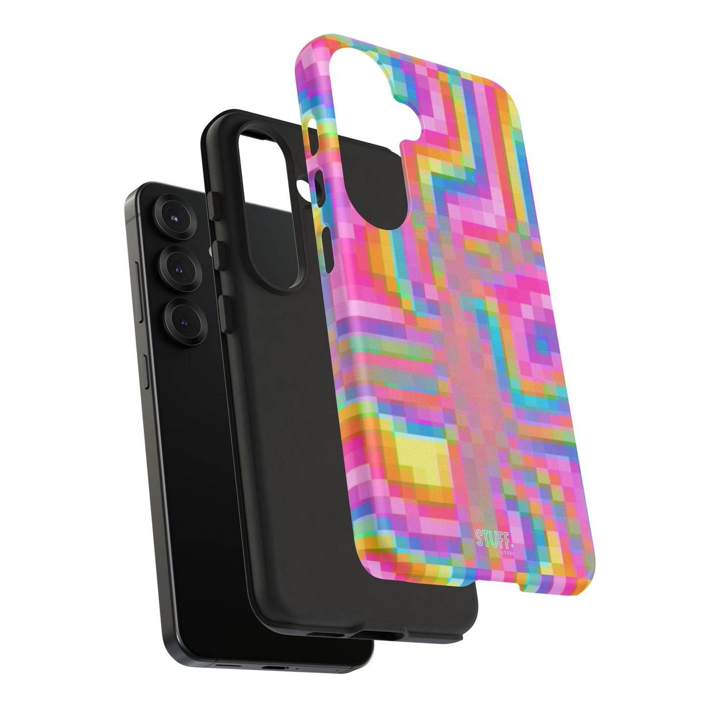 Pixel Case | Coque résistante double protection anti-choc - Motif pixels colorés