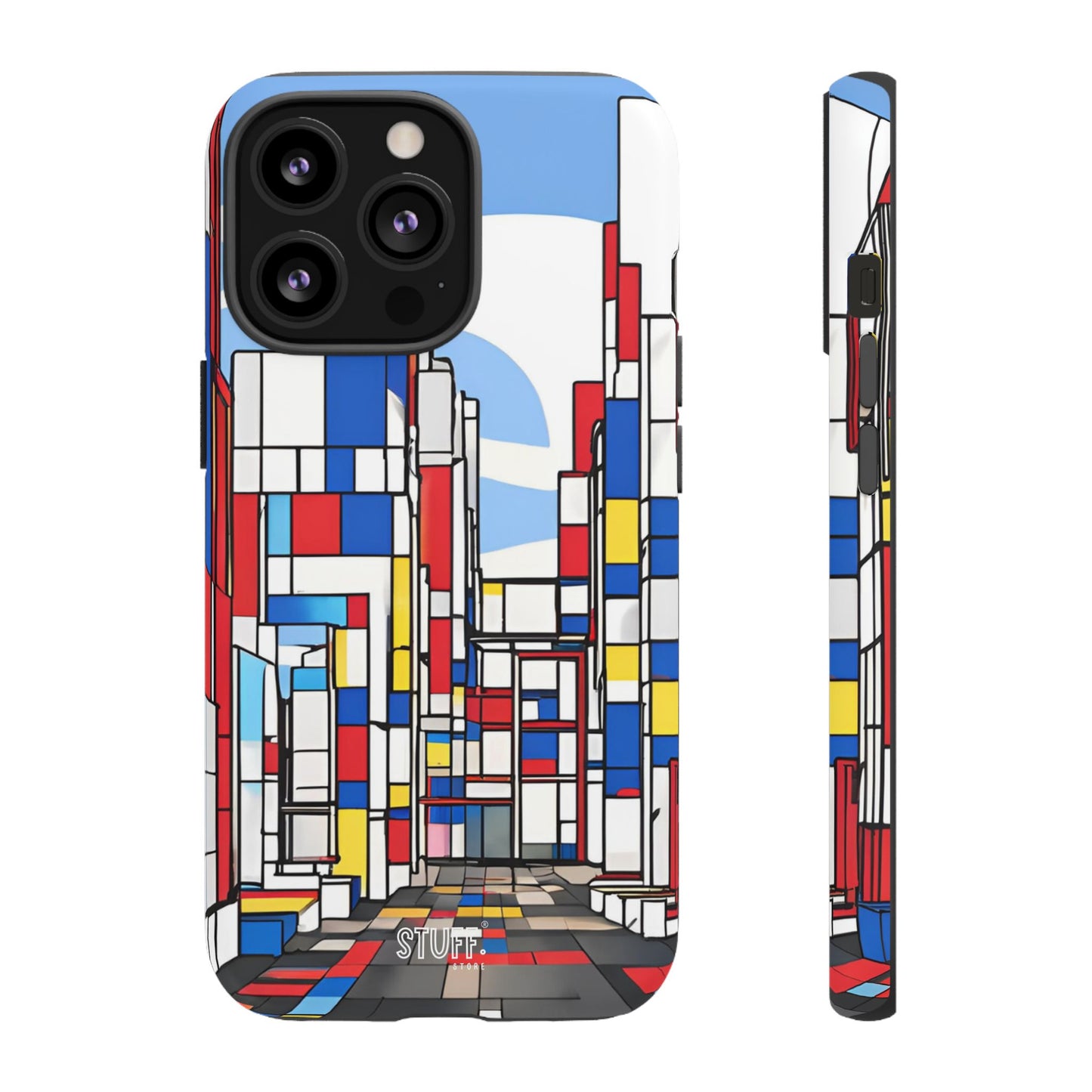 Square City | Coque résistante double protection - inspiration Mondrian