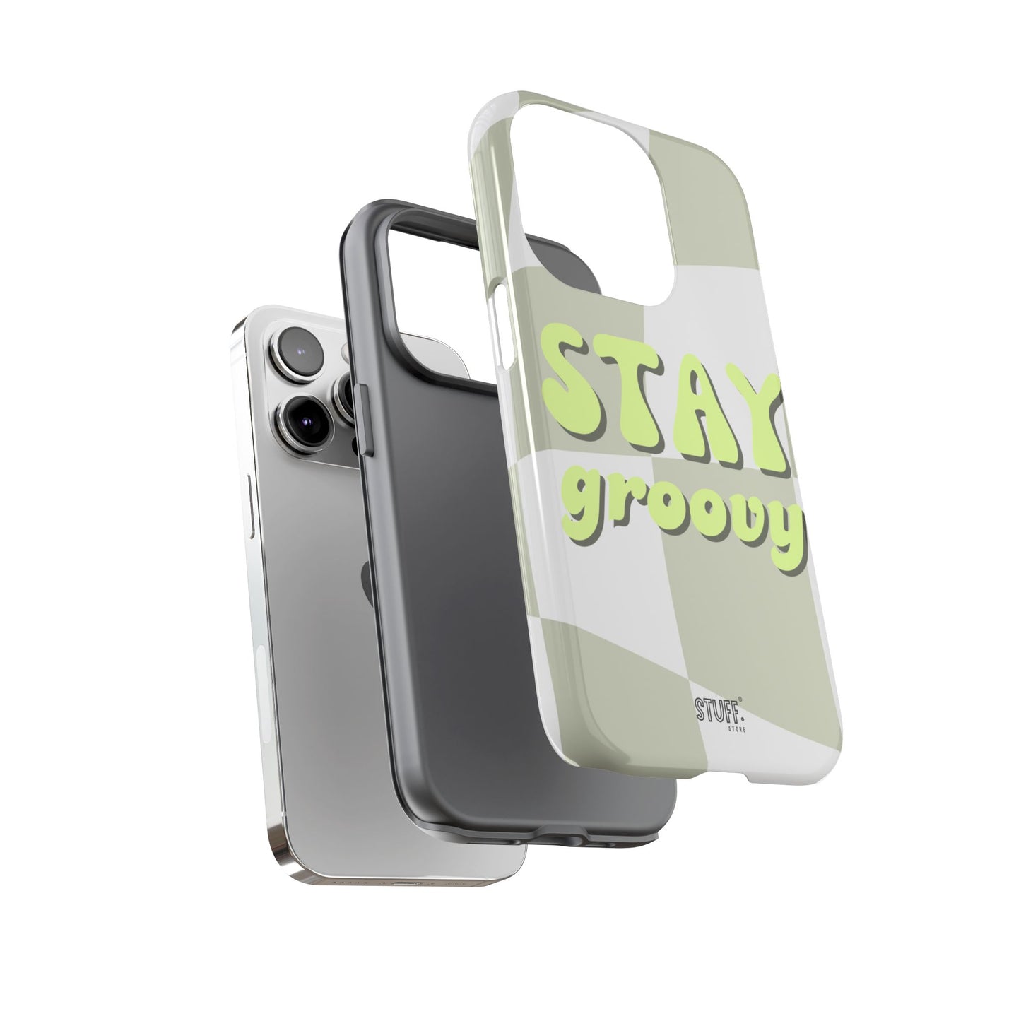 Groovy Case | Coque résistante double protection avec Design Rétro en Damier - Vert