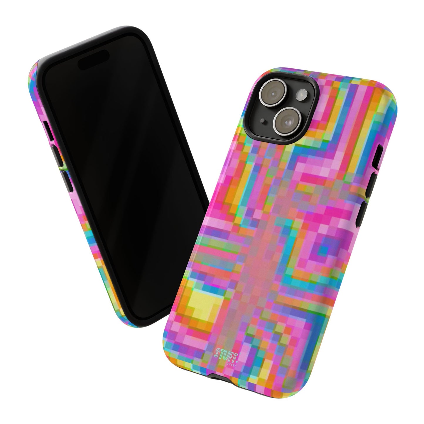 Pixel Case | Coque résistante double protection anti-choc - Motif pixels colorés