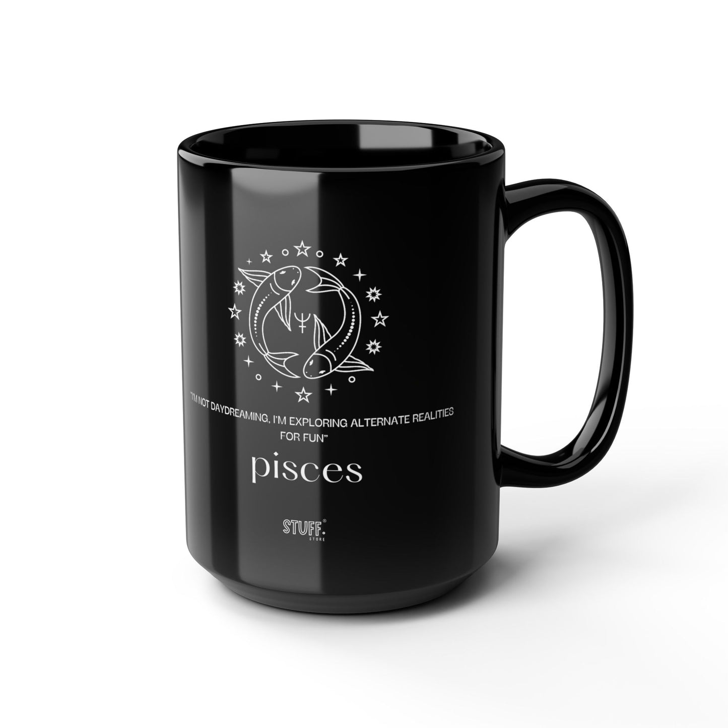 Poisson | Mug noir en céramique avec signe astrologique et phrase drôle – 330ml / 440ml