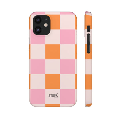 Peachy Case | Coque snap légère et résistante avec Design en Damier - Orange & Rose
