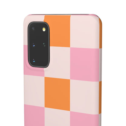 Peachy Case | Coque snap légère et résistante avec Design en Damier - Orange & Rose
