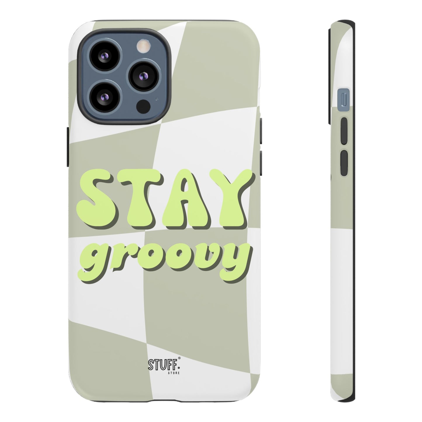 Groovy Case | Coque résistante double protection avec Design Rétro en Damier - Vert