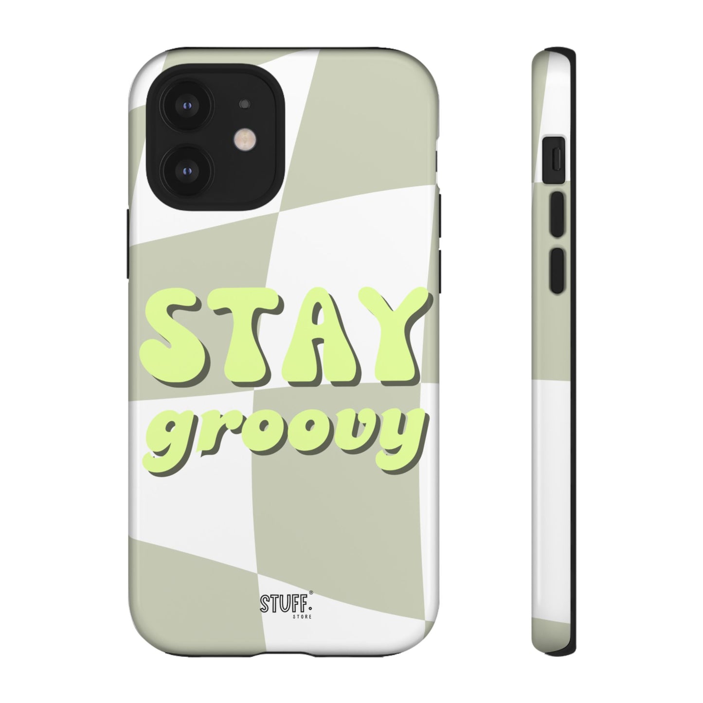 Groovy Case | Coque résistante double protection avec Design Rétro en Damier - Vert