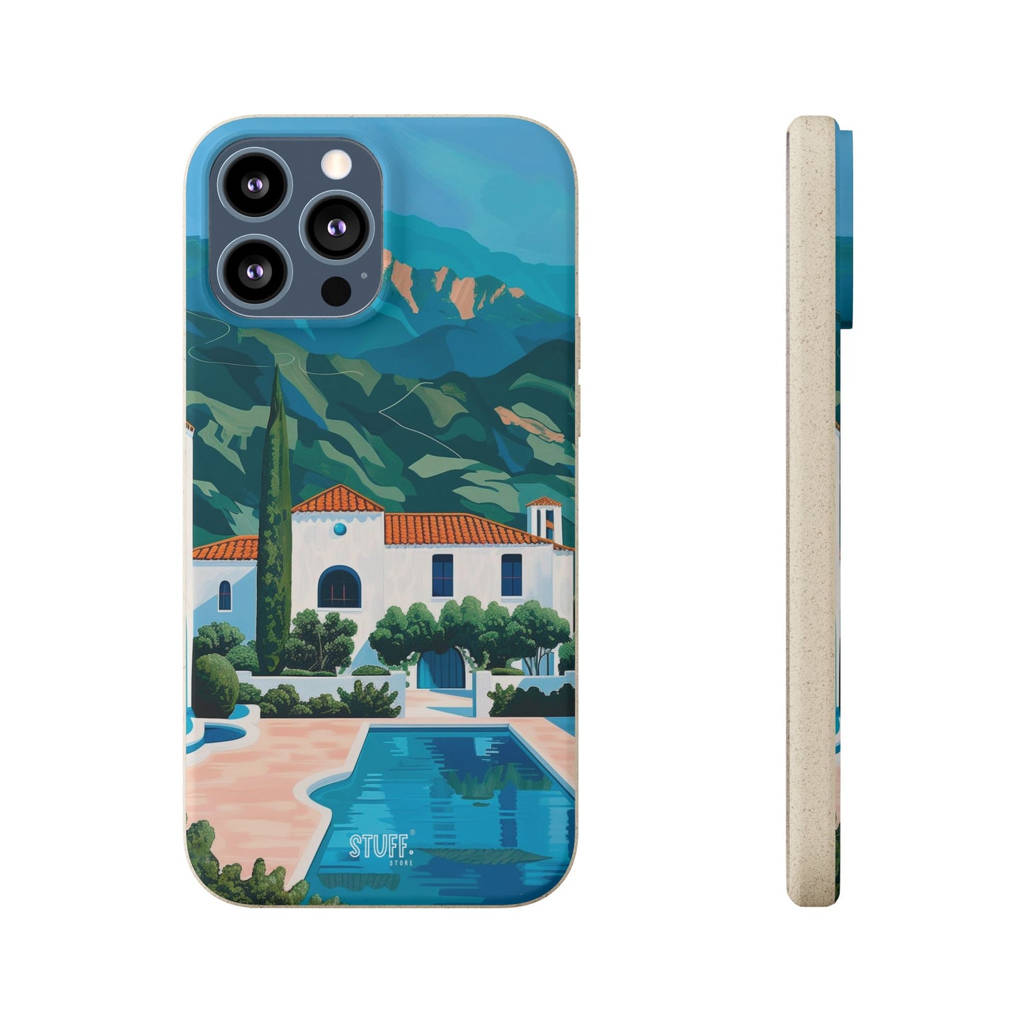 Summer Villa Case | Eco-Friendly Bamboo and Bioplastic Case with Summer Design - Available with Gift Packaging