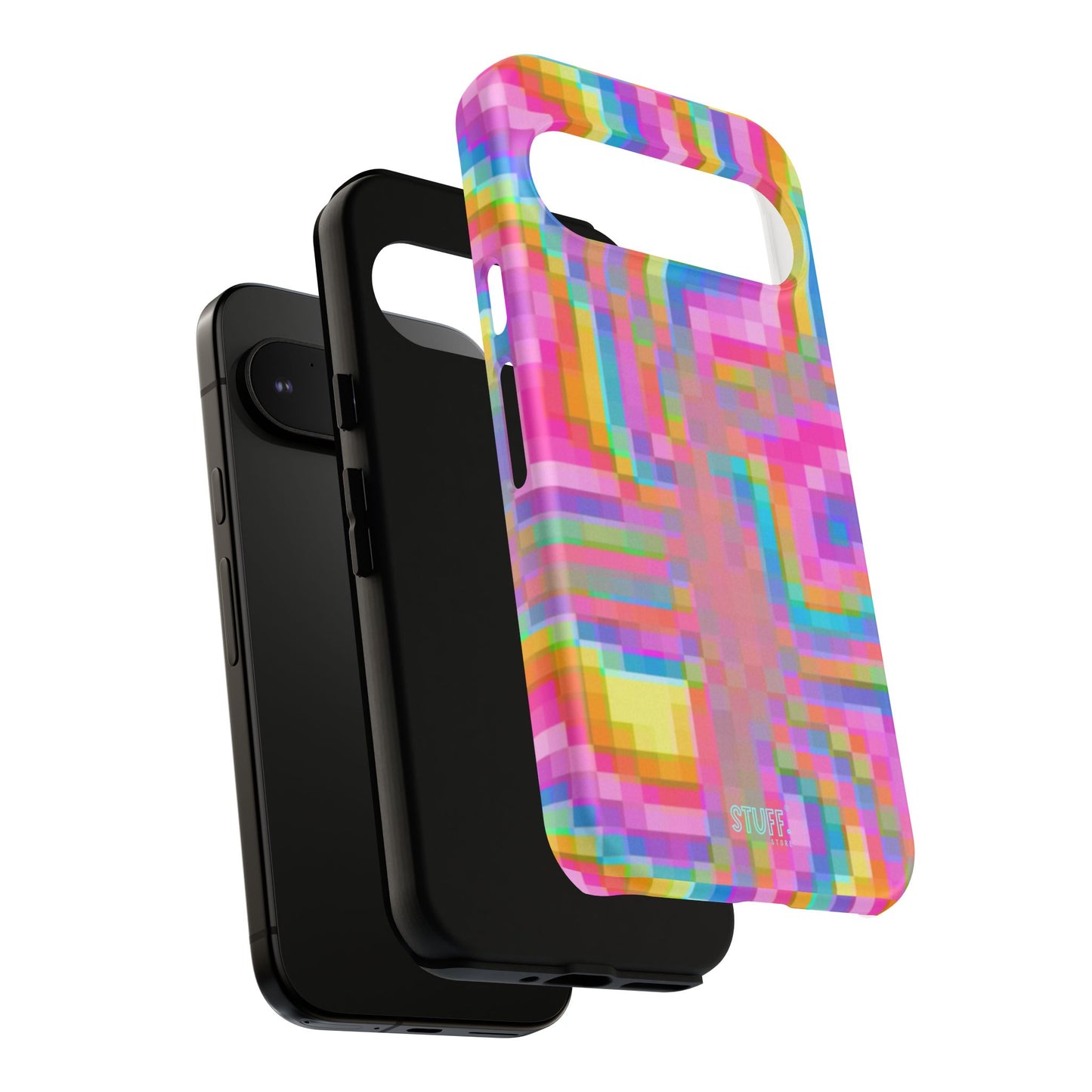 Pixel Case | Coque résistante double protection anti-choc - Motif pixels colorés