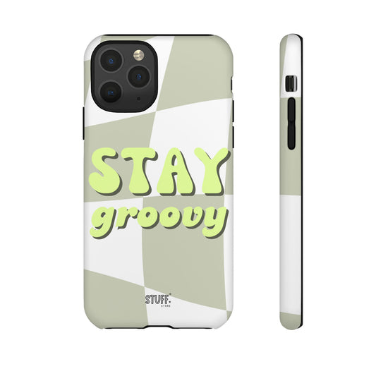 Groovy Case | Coque résistante double protection avec Design Rétro en Damier - Vert