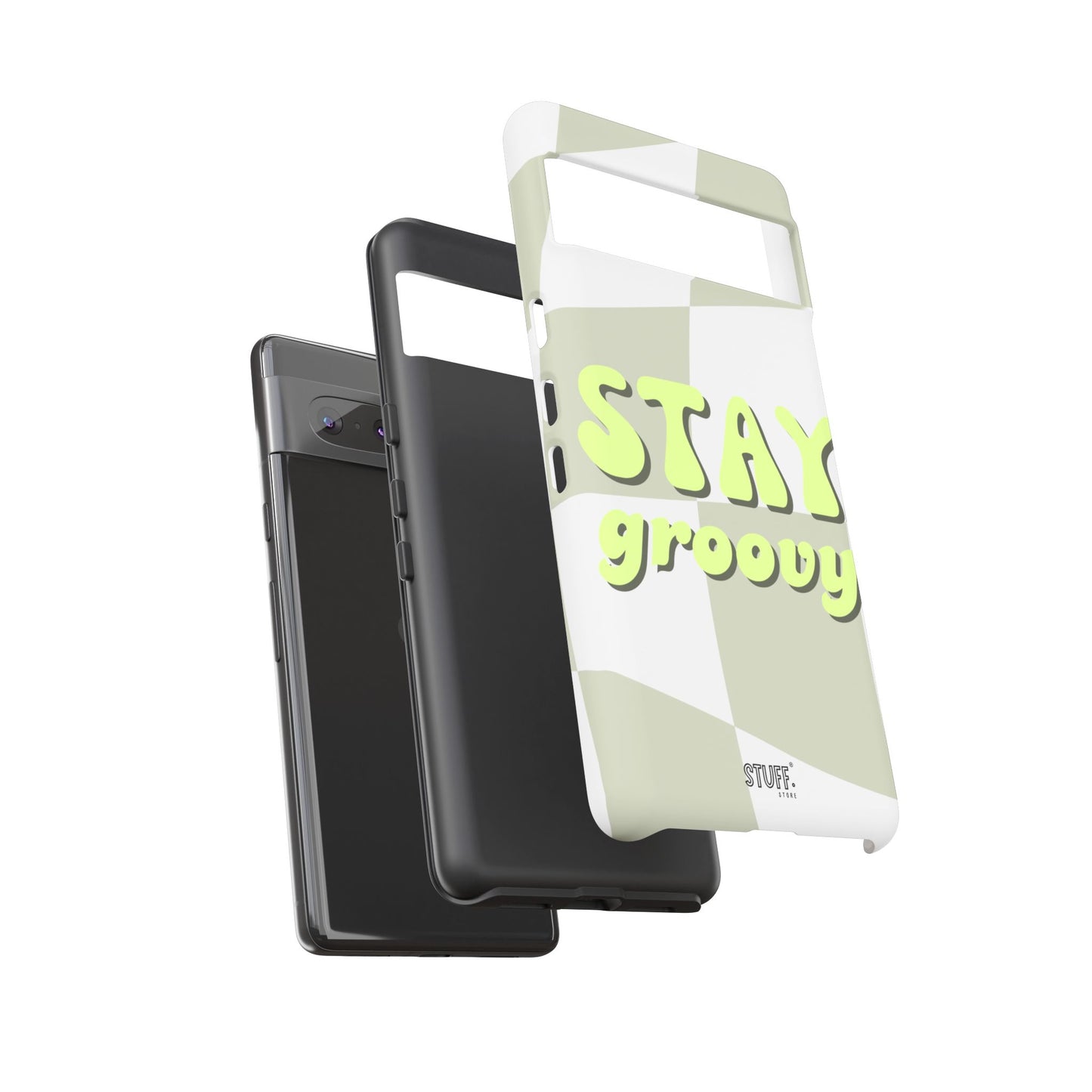 Groovy Case | Coque résistante double protection avec Design Rétro en Damier - Vert