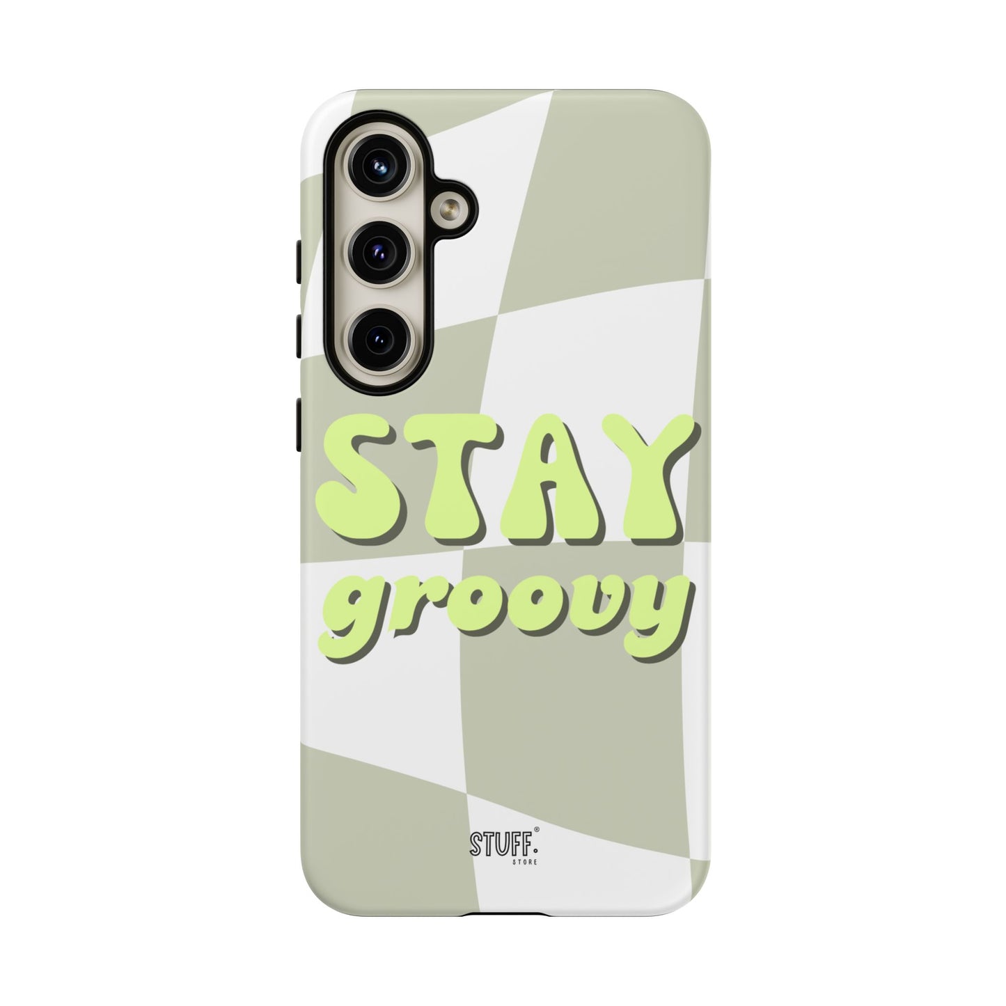 Groovy Case | Coque résistante double protection avec Design Rétro en Damier - Vert