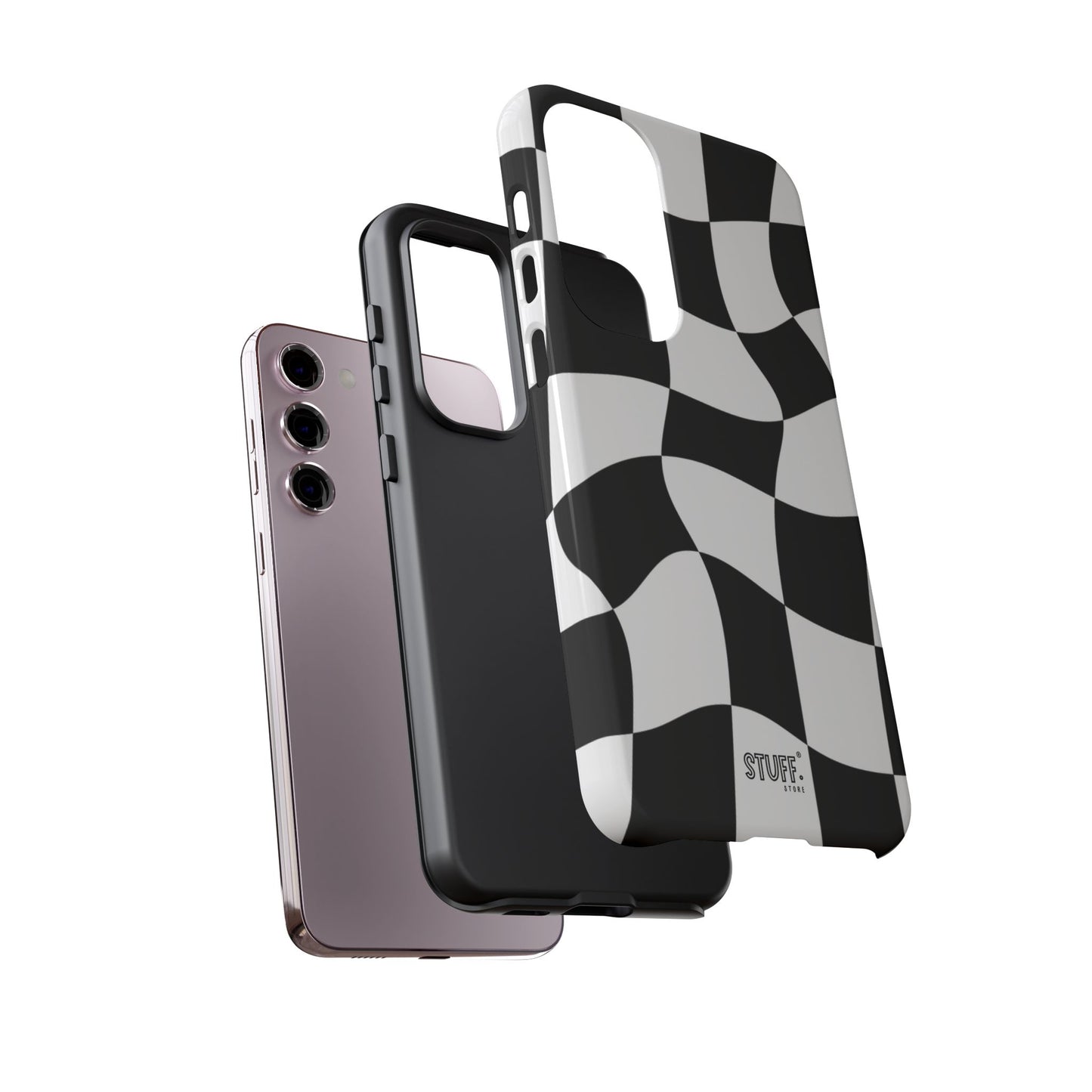 Checkers Case | Coque résistante double protection et Design en Damier déformé