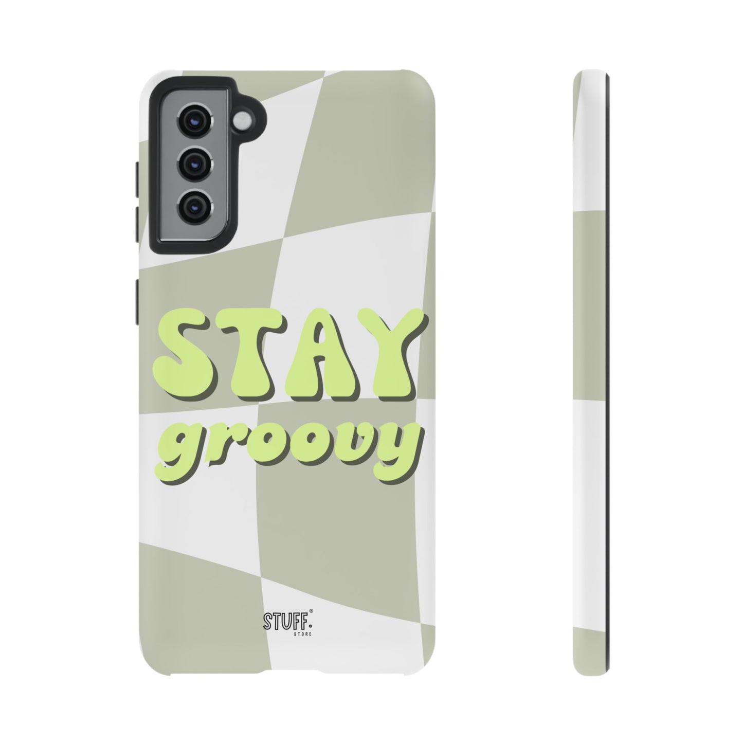 Groovy Case | Coque résistante double protection avec Design Rétro en Damier - Vert