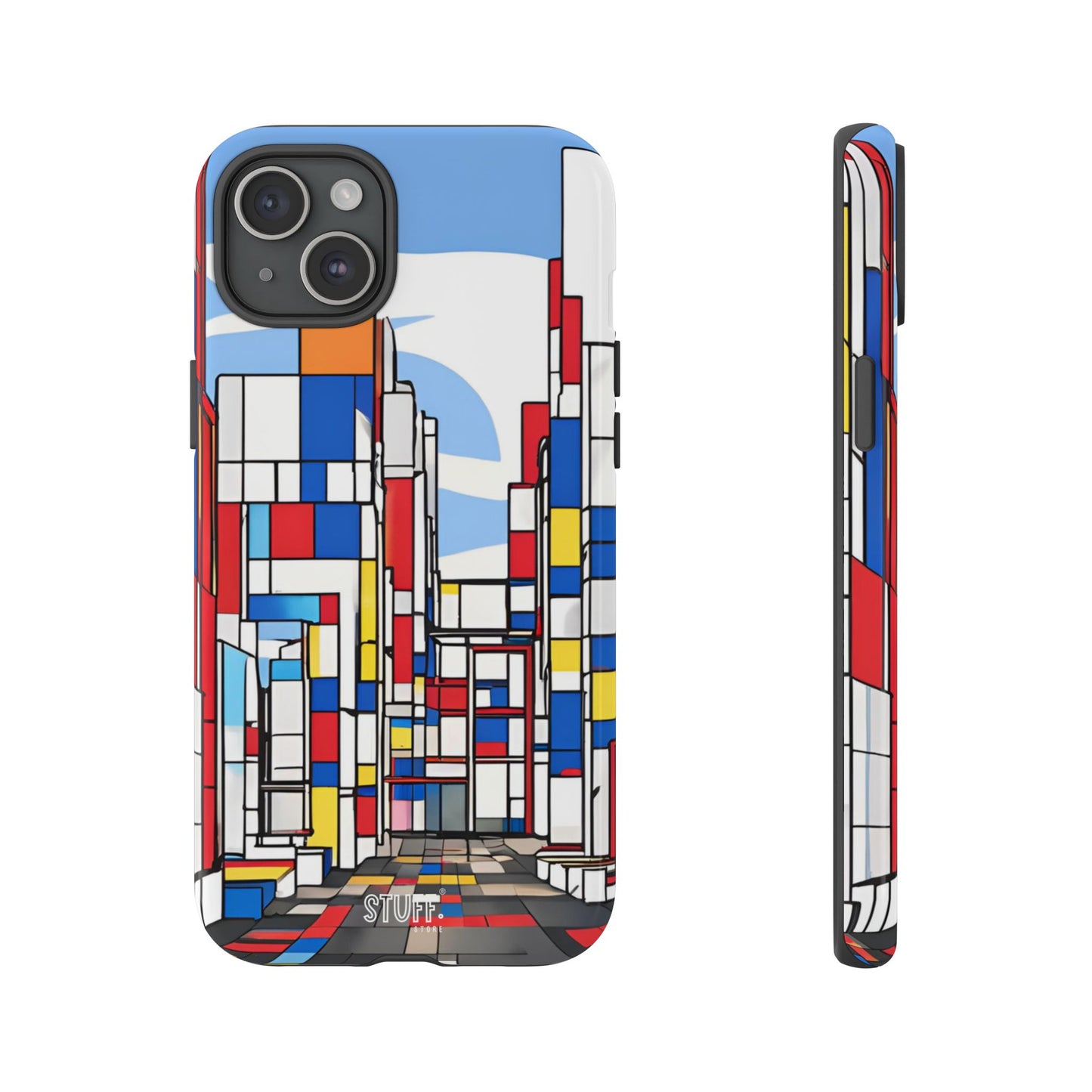 Square City | Coque résistante double protection - inspiration Mondrian