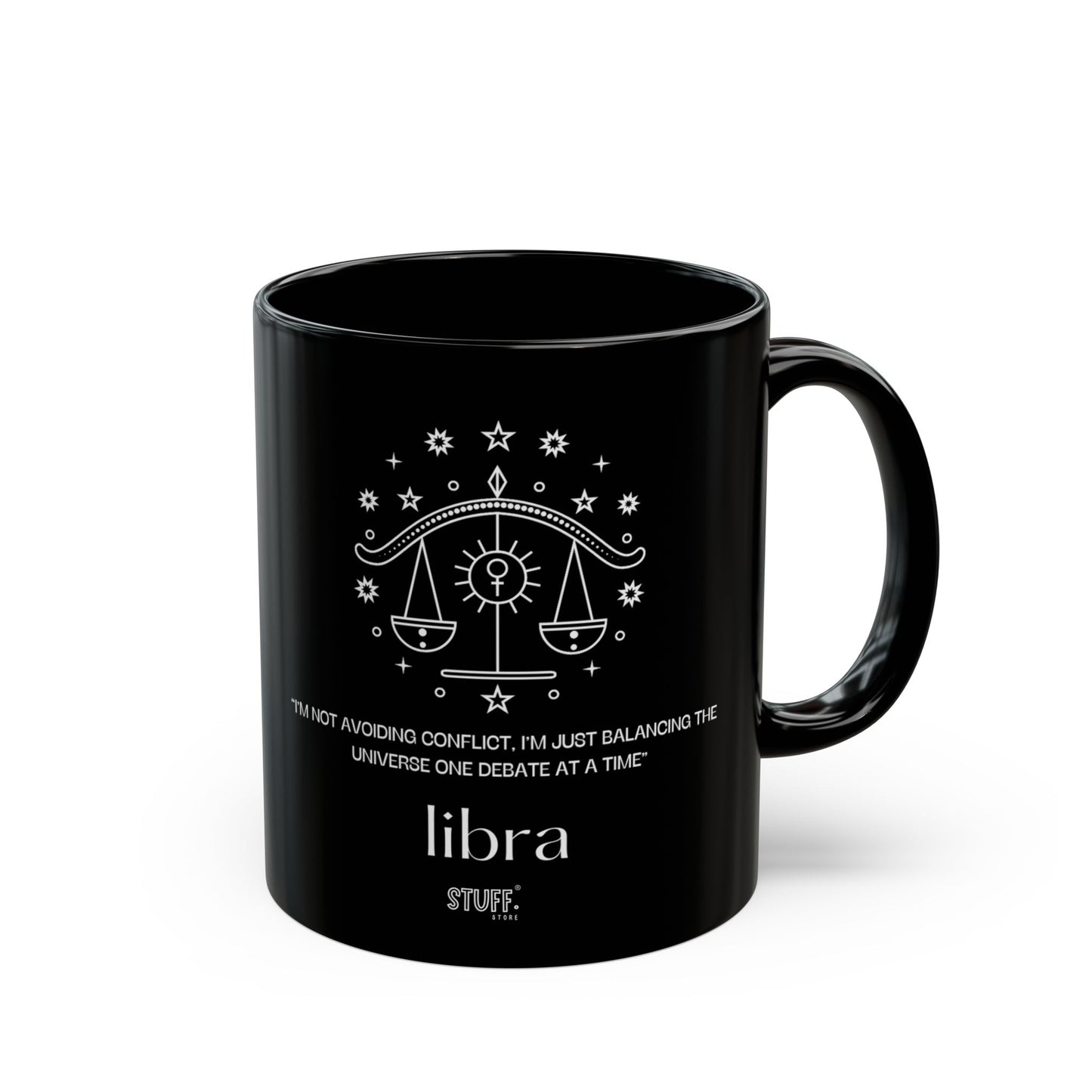 Balance | Mug noir en céramique avec signe astrologique et phrase drôle – 330ml / 440ml