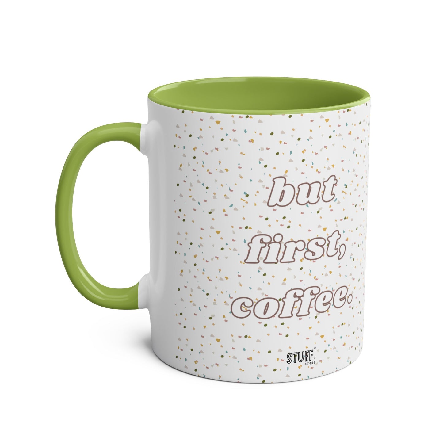 But First, Coffee Cup | Mug bicolore en céramique 330ml avec imprimé terrazzo