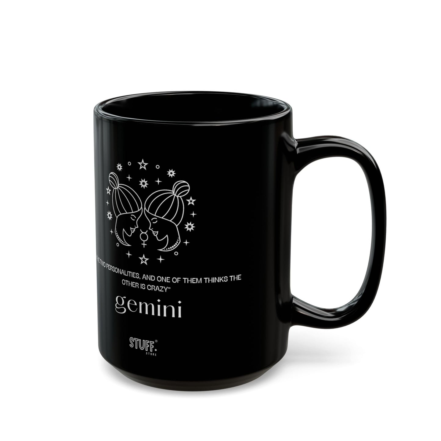Gémeaux | Mug noir en céramique avec signe astrologique et phrase drôle – 330ml / 440ml