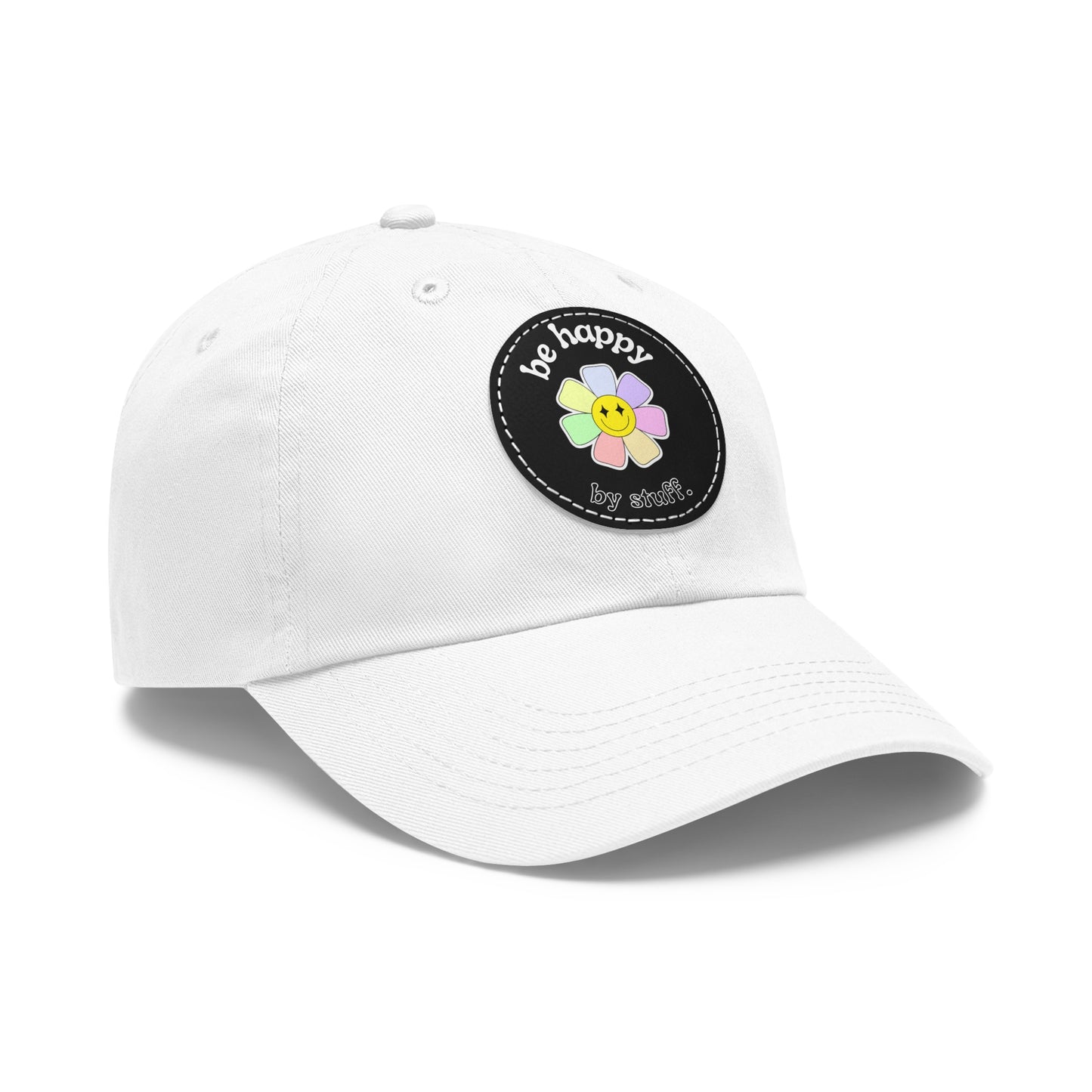 Be Happy | dad hat unisexe avec écusson cuir