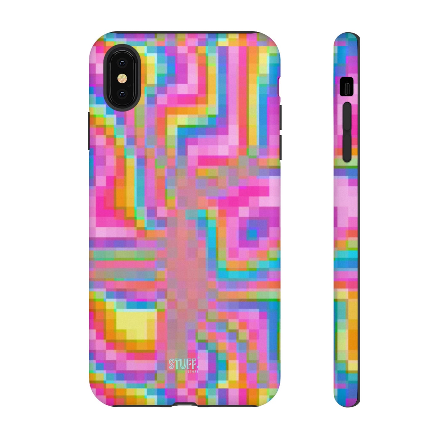 Pixel Case | Coque résistante double protection anti-choc - Motif pixels colorés