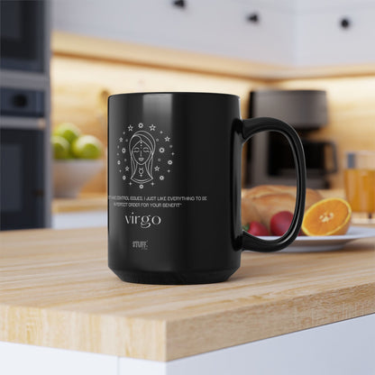 Vierge | Mug noir en céramique avec signe astrologique et phrase drôle – 330ml / 440ml