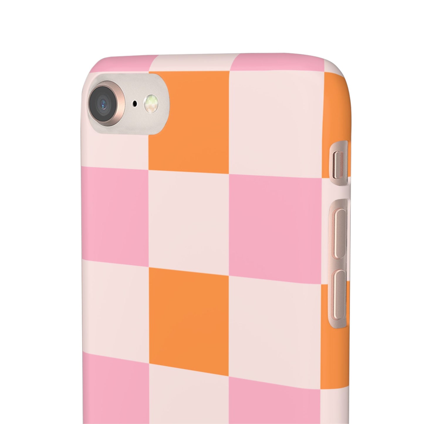 Peachy Case | Coque snap légère et résistante avec Design en Damier - Orange & Rose