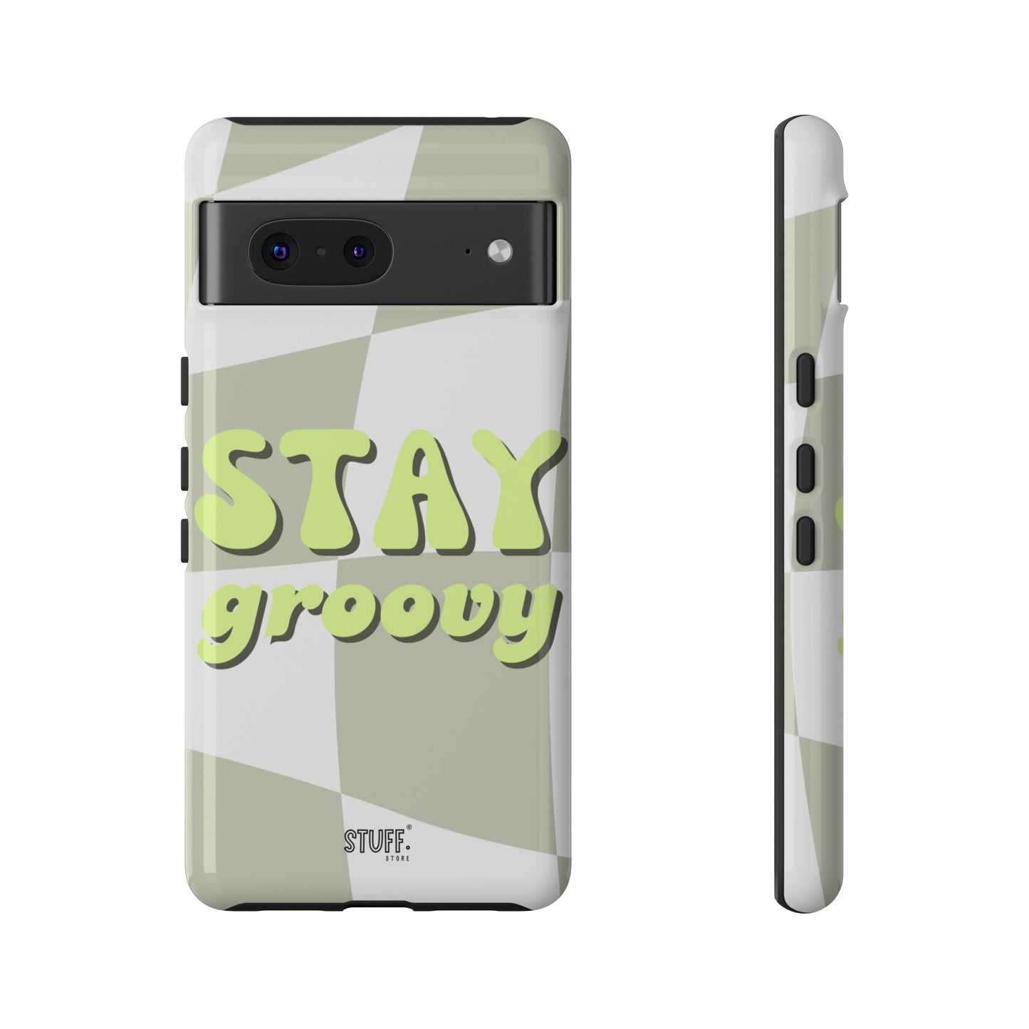 Groovy Case | Coque résistante double protection avec Design Rétro en Damier - Vert