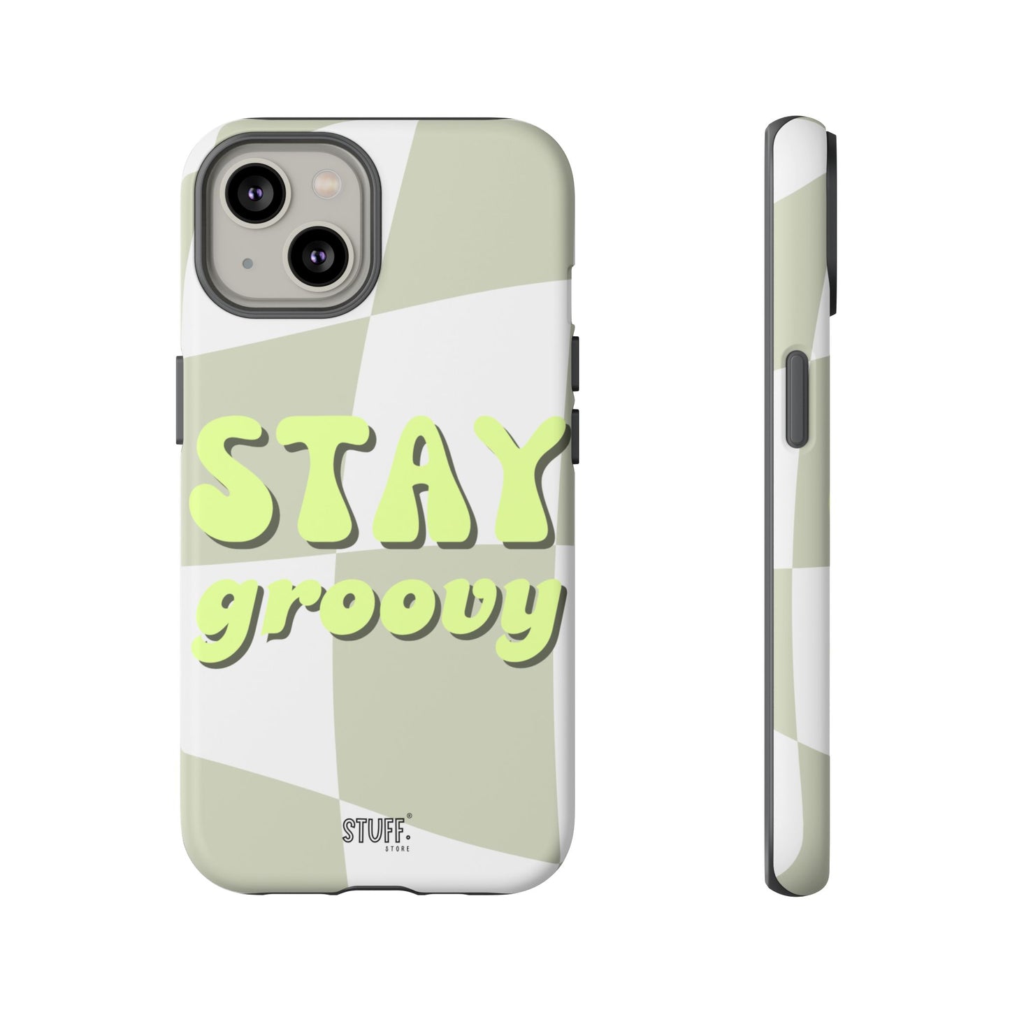 Groovy Case | Coque résistante double protection avec Design Rétro en Damier - Vert