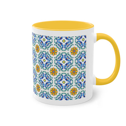 Azulejos Cup | Mug bicolore en céramique avec motif mosaïque méditerranéen – 330ml
