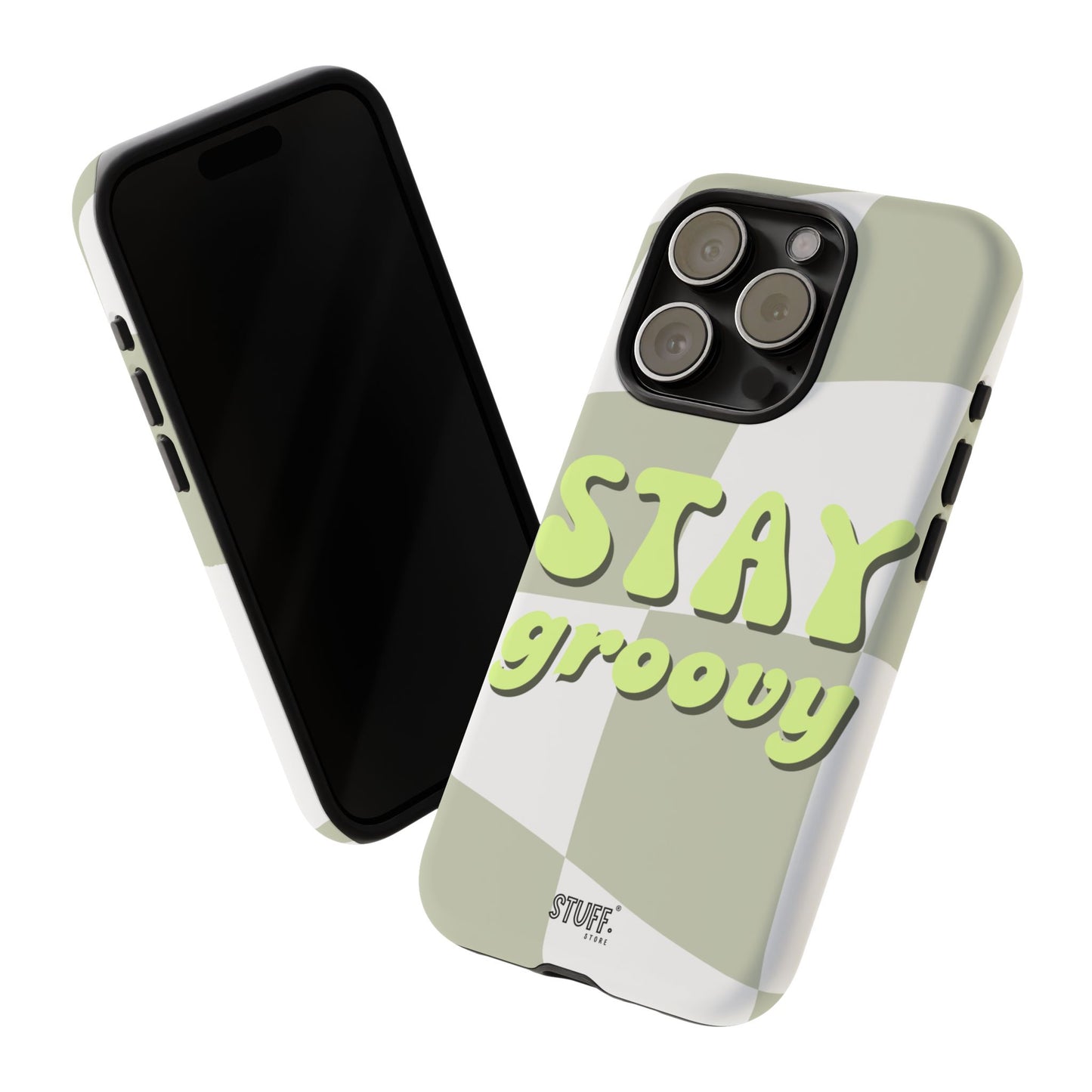 Groovy Case | Coque résistante double protection avec Design Rétro en Damier - Vert