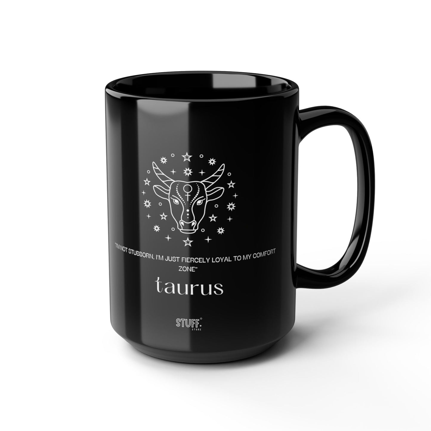 Taureau | Mug noir en céramique avec signe astrologique et phrase drôle – 330ml / 440ml