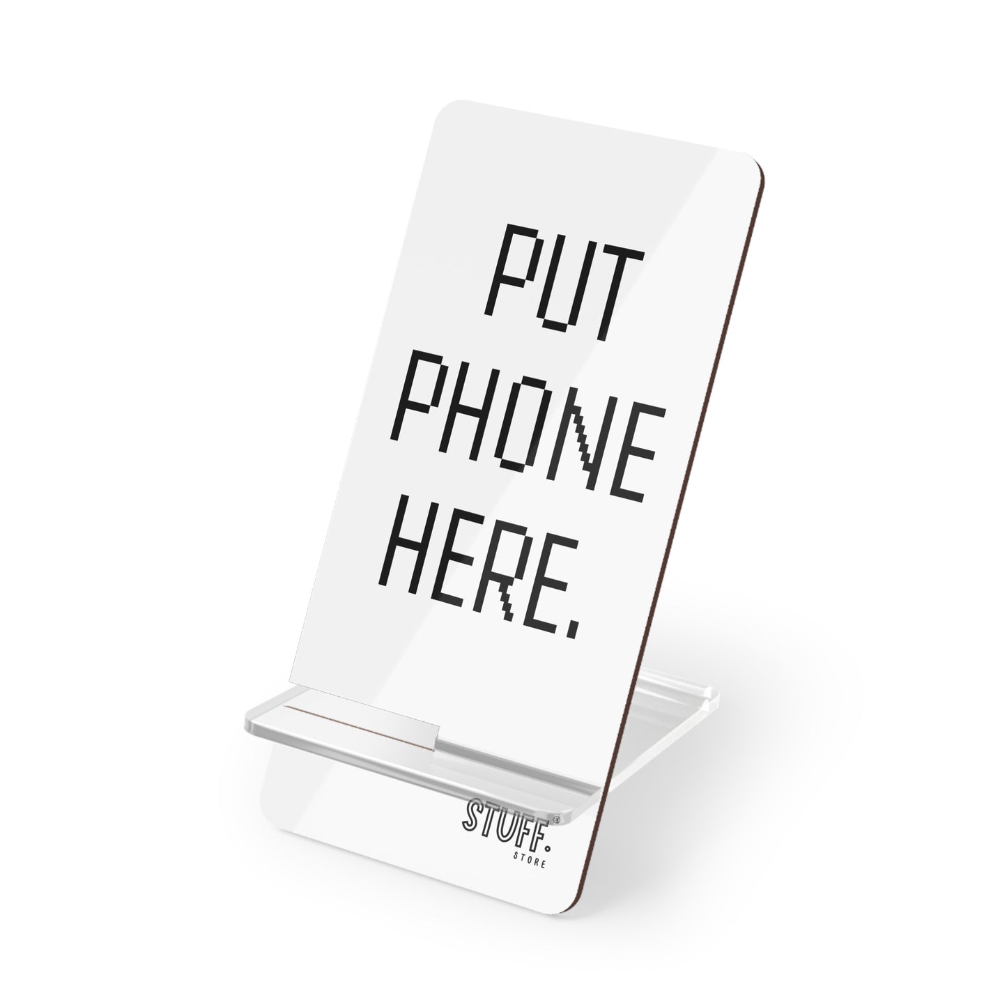 Support téléphone bureau “Put Phone Here” | Design fun & minimaliste