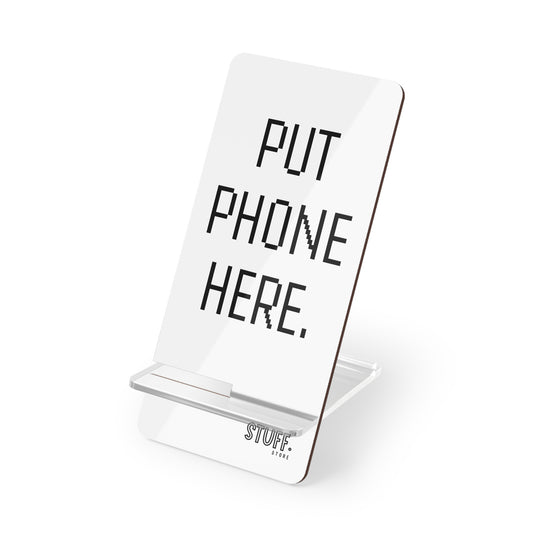 Support téléphone bureau “Put Phone Here” | Design fun & minimaliste