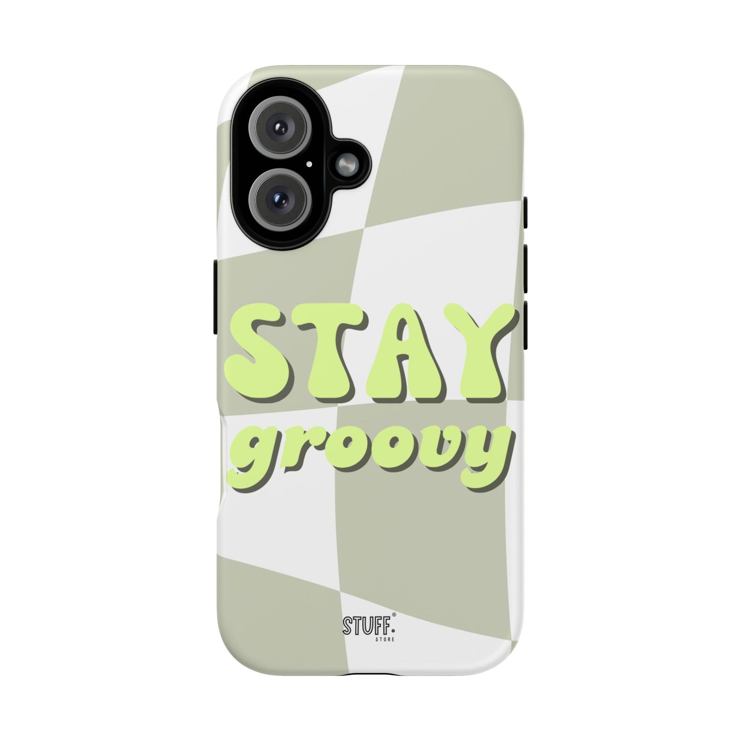 Groovy Case | Coque résistante double protection avec Design Rétro en Damier - Vert