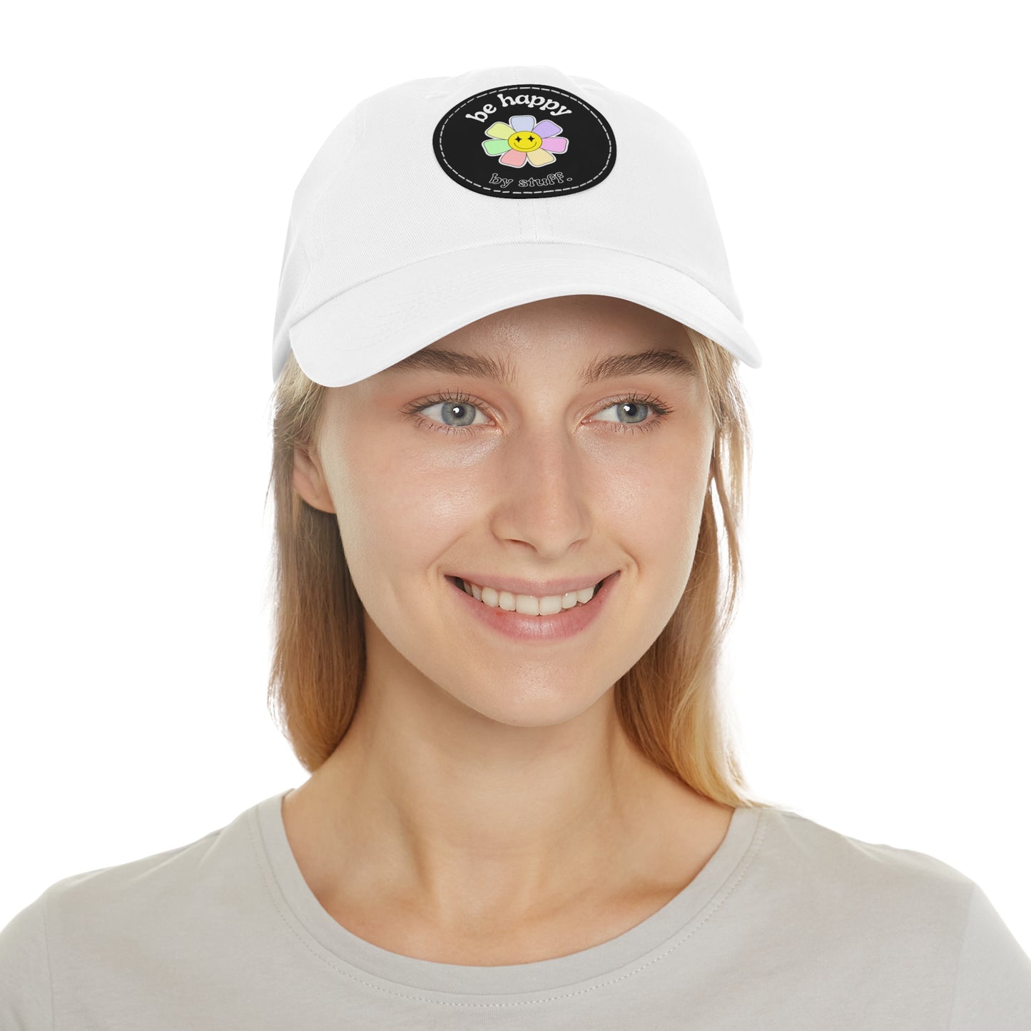 Be Happy | dad hat unisexe avec écusson cuir