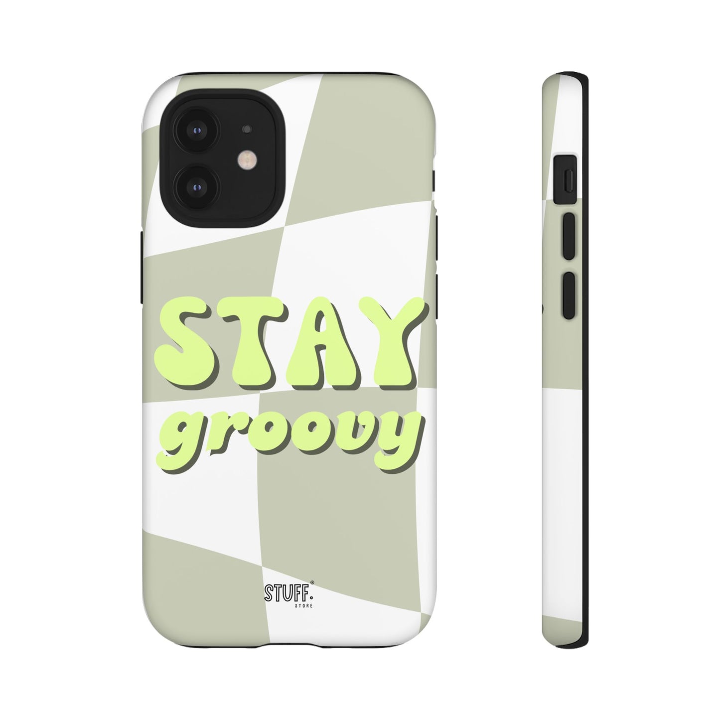Groovy Case | Coque résistante double protection avec Design Rétro en Damier - Vert