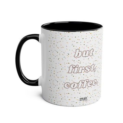 But First, Coffee Cup | Mug bicolore en céramique 330ml avec imprimé terrazzo