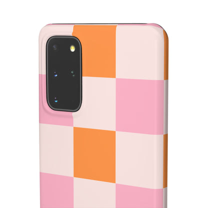 Peachy Case | Coque snap légère et résistante avec Design en Damier - Orange & Rose