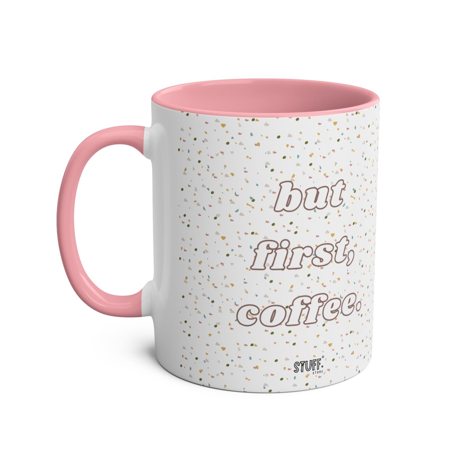 But First, Coffee Cup | Mug bicolore en céramique 330ml avec imprimé terrazzo