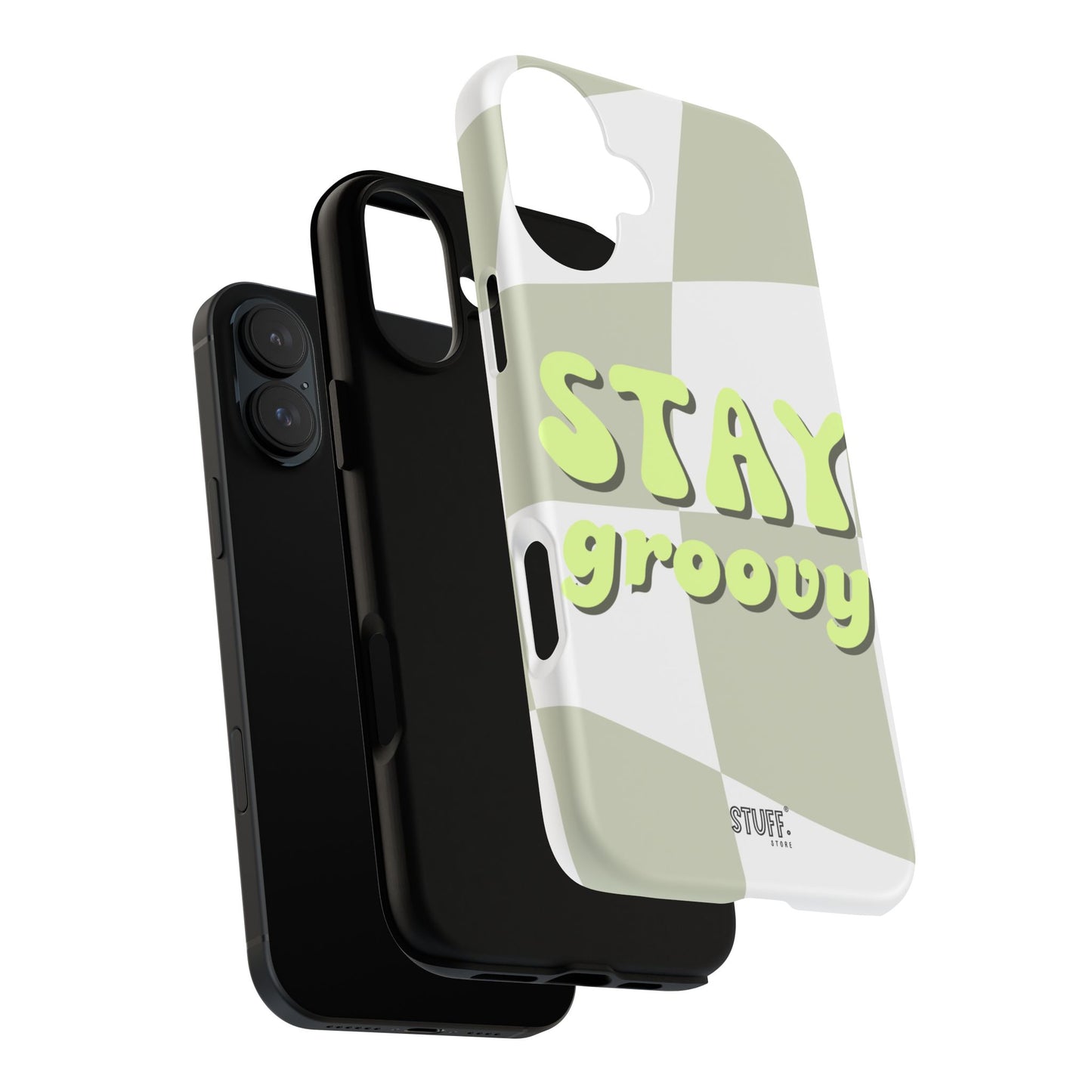 Groovy Case | Coque résistante double protection avec Design Rétro en Damier - Vert
