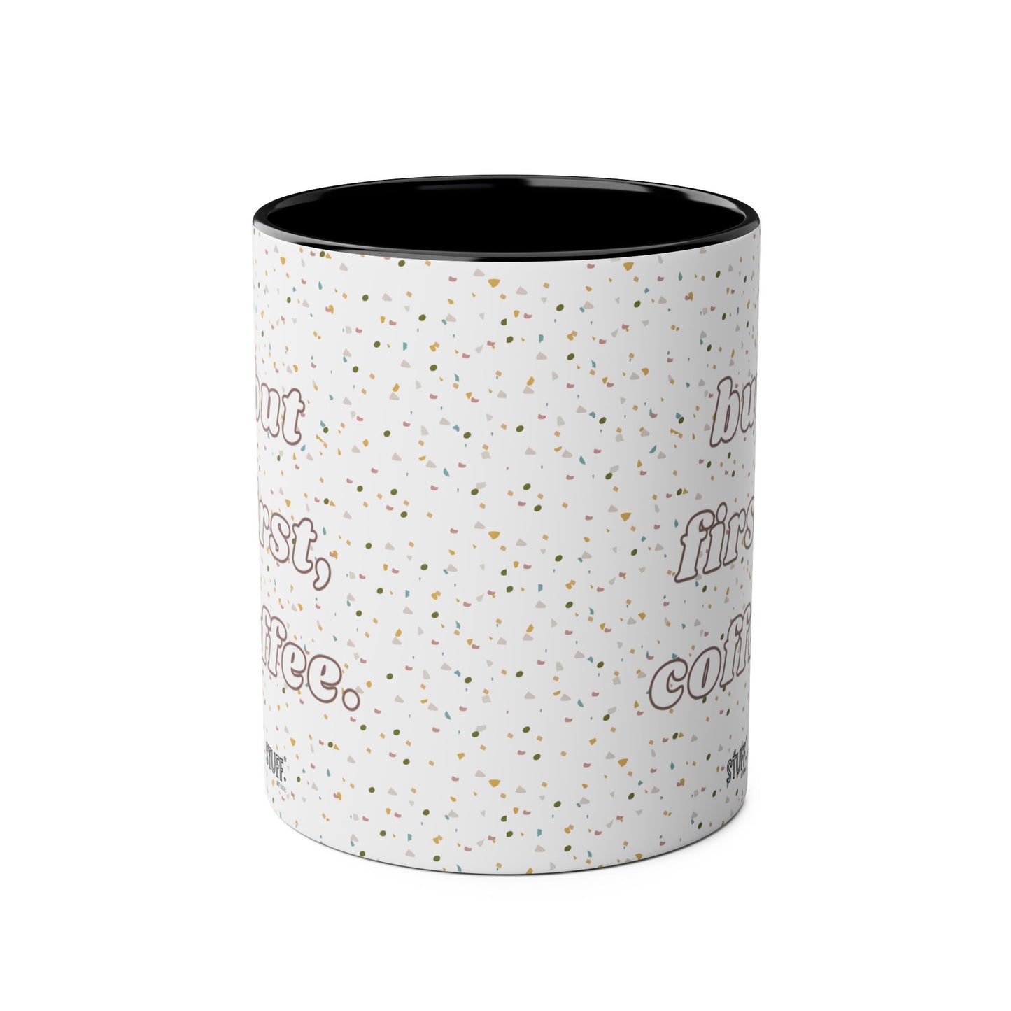 But First, Coffee Cup | Mug bicolore en céramique 330ml avec imprimé terrazzo