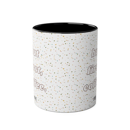 But First, Coffee Cup | Mug bicolore en céramique 330ml avec imprimé terrazzo