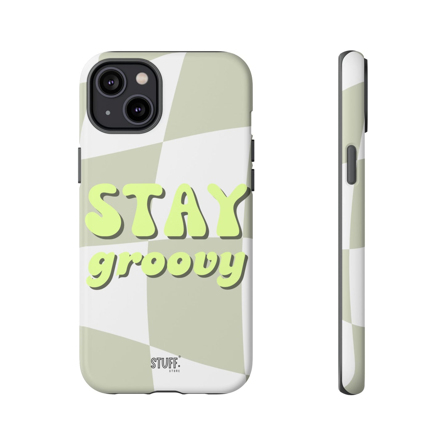 Groovy Case | Coque résistante double protection avec Design Rétro en Damier - Vert