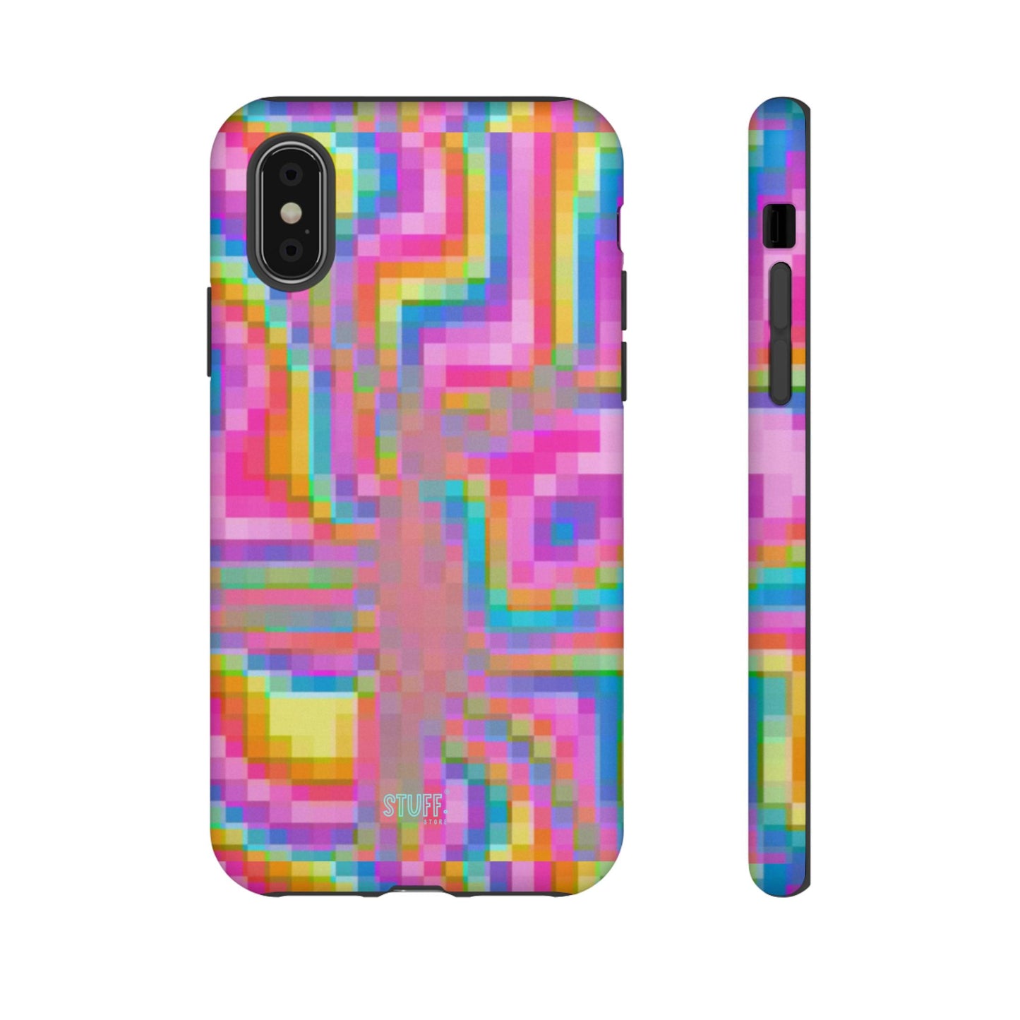 Pixel Case | Coque résistante double protection anti-choc - Motif pixels colorés