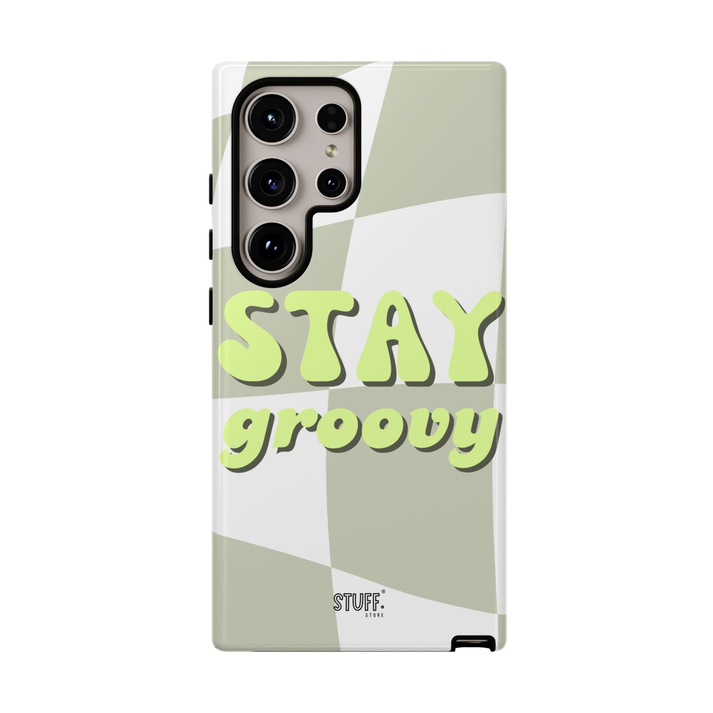 Groovy Case | Coque résistante double protection avec Design Rétro en Damier - Vert