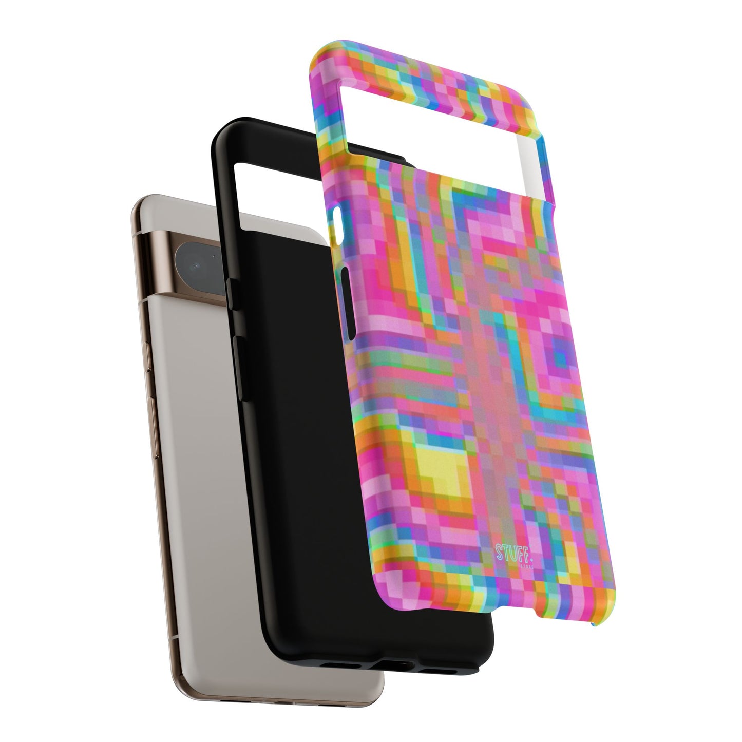 Pixel Case | Coque résistante double protection anti-choc - Motif pixels colorés
