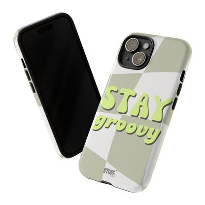 Groovy Case | Coque résistante double protection avec Design Rétro en Damier - Vert