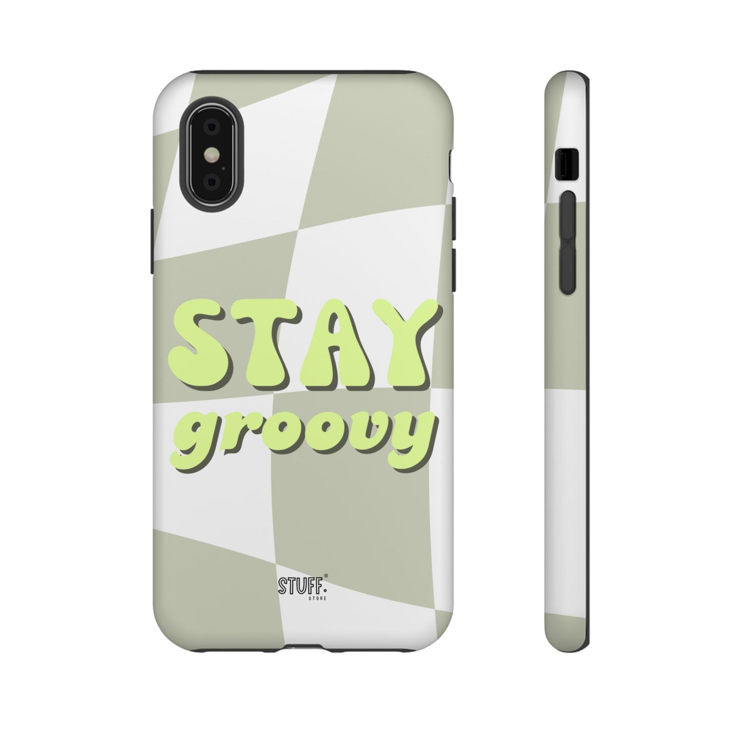 Groovy Case | Coque résistante double protection avec Design Rétro en Damier - Vert