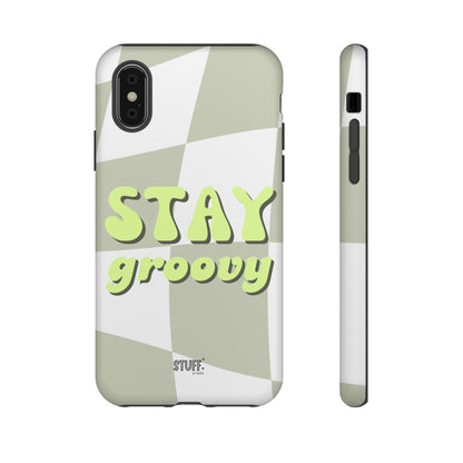 Groovy Case | Coque résistante double protection avec Design Rétro en Damier - Vert