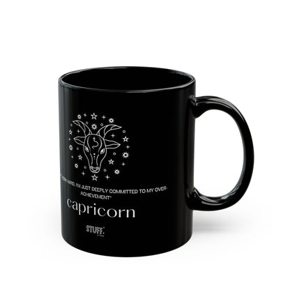 Capricorne | Mug noir en céramique avec signe astrologique et phrase drôle – 330ml / 440ml