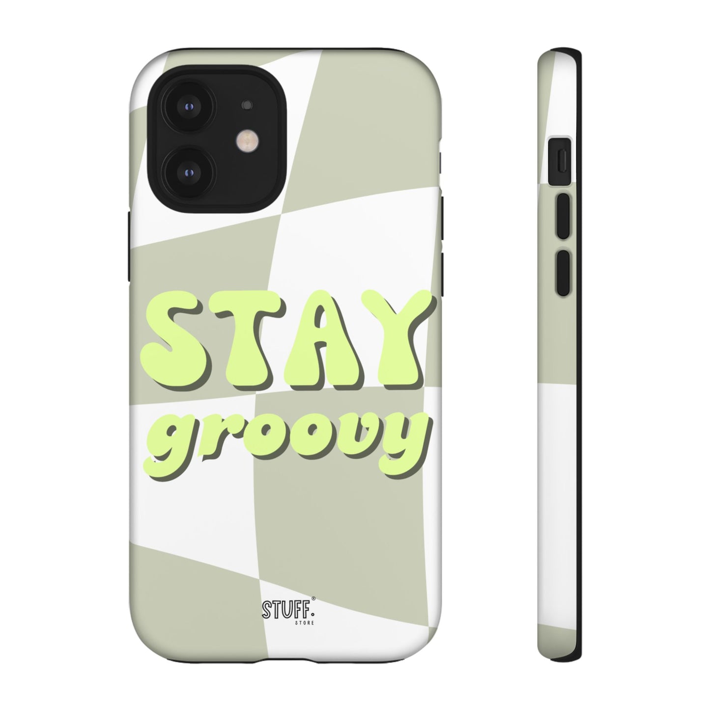 Groovy Case | Coque résistante double protection avec Design Rétro en Damier - Vert